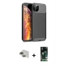 MARSİLYAN™- iPhone 11 Pro Max Kılıf Eksen Form Prime - Siyah 360 Mat Full Body Arka Koruyucu + Pers Alüminyum Kamera Lens - YL