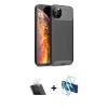MARSİLYAN™- iPhone 11 Pro Max Kılıf Eksen Form Prime - Siyah 3D Antistatik Cam Ekran Koruyucu + Kamera Lens Koruma Cam - SF