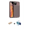 MARSİLYAN™- iPhone 11 Pro Max Kılıf Eksen Form Prime - Siyah 3D Antistatik Cam Ekran Koruyucu + Renkli Kamera Lens Koruma Cam - PE