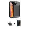 MARSİLYAN™- iPhone 11 Pro Max Kılıf Eksen Form Prime - Siyah 3D Antistatik Hayalet Cam Ekran Koruyucu + Kamera Lens Koruma Cam - SF