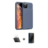 MARSİLYAN™- iPhone 11 Pro Max Kılıf Eksen Form Prime - Siyah 3D Antistatik Hayalet Cam Ekran Koruyucu + Kamera Lens Koruma Cam - SF
