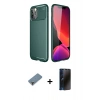 MARSİLYAN™- iPhone 11 Pro Max Kılıf Eksen Form Prime - Siyah 3D Antistatik Hayalet Cam Ekran Koruyucu + Mor Metal Kamera Lens Koruma Cam