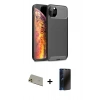 MARSİLYAN™- iPhone 11 Pro Max Kılıf Eksen Form Prime - Siyah 3D Antistatik Hayalet Cam Ekran Koruyucu + Rainbow Kamera Lens Koruma Cam - GD