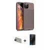 MARSİLYAN™- iPhone 11 Pro Max Kılıf Eksen Form Prime - Siyah 3D Antistatik Hayalet Cam Ekran Koruyucu + Yeşil Rainbow Kamera Lens Koruma Cam