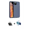 MARSİLYAN™- iPhone 11 Pro Max Kılıf Eksen Form Prime - Siyah 3D Antistatik Seramik Nano Ekran Koruyucu + Kamera Lens Koruma Cam - SF