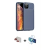 MARSİLYAN™- iPhone 11 Pro Max Kılıf Eksen Form Prime - Siyah 3D Antistatik Seramik Nano Ekran Koruyucu + Pers Alüminyum Kamera Lens - KI