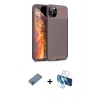 MARSİLYAN™- iPhone 11 Pro Max Kılıf Eksen Form Prime - Siyah 3D Antistatik Seramik Nano Ekran Koruyucu + Shine Kamera Lens Koruma Cam - SABE