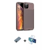 MARSİLYAN™- iPhone 11 Pro Max Kılıf Eksen Form Prime - Siyah 3D Antistatik Seramik Nano Ekran Koruyucu + Siyah Shine Kamera Lens Koruma Cam