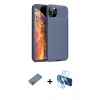 MARSİLYAN™- iPhone 11 Pro Max Kılıf Eksen Form Prime - Siyah 3D Antistatik Seramik Nano Ekran Koruyucu + Shine Kamera Lens Koruma Cam - GS