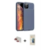 MARSİLYAN™- iPhone 11 Pro Max Kılıf Eksen Form Prime - Siyah 6D Mat Seramik Hayalet Nano Ekran Koruyucu + Pers Alüminyum Kamera Lens - KI