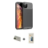 MARSİLYAN™- iPhone 11 Pro Max Kılıf Eksen Form Prime - Siyah 6D Mat Seramik Hayalet Nano Ekran Koruyucu + Rainbow Kamera Lens Koruma Cam - YL