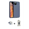 MARSİLYAN™- iPhone 11 Pro Max Kılıf Eksen Form Prime - Siyah Bilvis Hayalet Cam Ekran Koruyucu + Pers Alüminyum Kamera Lens - LT