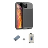 MARSİLYAN™- iPhone 11 Pro Max Kılıf Eksen Form Prime - Siyah Bilvis Hayalet Cam Ekran Koruyucu + Metal Kamera Lens Koruma Cam - MR