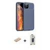 MARSİLYAN™- iPhone 11 Pro Max Kılıf Eksen Form Prime - Siyah Bilvis Hayalet Cam Ekran Koruyucu + Renkli Kamera Lens Koruma Cam - TU