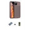 MARSİLYAN™- iPhone 11 Pro Max Kılıf Eksen Form Prime - Siyah Joko Magic 5D Hayalet Cam + Mor Metal Kamera Lens Koruma Cam