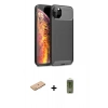 MARSİLYAN™- iPhone 11 Pro Max Kılıf Eksen Form Prime - Siyah Joko Magic 5D Hayalet Cam + Renkli Kamera Lens Koruma Cam - PE