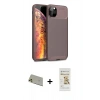 MARSİLYAN™- iPhone 11 Pro Max Kılıf Eksen Form Prime - Siyah Mat Seramik Nano Ekran Koruyucu + Gold Rainbow Kamera Lens Koruma Cam