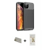 MARSİLYAN™- iPhone 11 Pro Max Kılıf Eksen Form Prime - Siyah Mat Seramik Nano Ekran Koruyucu + Gold Rainbow Kamera Lens Koruma Cam