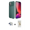 MARSİLYAN™- iPhone 11 Pro Max Kılıf Eksen Form Prime - Siyah Mat Seramik Nano Ekran Koruyucu + Pers Alüminyum Kamera Lens - LT