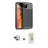 MARSİLYAN™- iPhone 11 Pro Max Kılıf Eksen Form Prime - Siyah Mat Seramik Nano Ekran Koruyucu + Pers Alüminyum Kamera Lens - SH