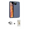 MARSİLYAN™- iPhone 11 Pro Max Kılıf Eksen Form Prime - Siyah Mat Seramik Nano Ekran Koruyucu + Pers Alüminyum Kamera Lens - SH