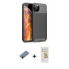 MARSİLYAN™- iPhone 11 Pro Max Kılıf Eksen Form Prime - Siyah Mat Seramik Nano Ekran Koruyucu + Shine Kamera Lens Koruma Cam - PE