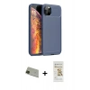 MARSİLYAN™- iPhone 11 Pro Max Kılıf Eksen Form Prime - Siyah Mat Seramik Nano Ekran Koruyucu + Rainbow Kamera Lens Koruma Cam - YL