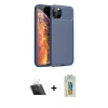 MARSİLYAN™- iPhone 11 Pro Max Kılıf Eksen Form Prime - Siyah Polymer Nano Ekran Koruyucu + Kamera Lens Koruma Cam - SF