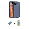 MARSİLYAN™- iPhone 11 Pro Max Kılıf Eksen Form Prime - Siyah Polymer Nano Ekran Koruyucu + Shine Kamera Lens Koruma Cam - PE
