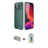 MARSİLYAN™- iPhone 11 Pro Max Kılıf Eksen Form Prime - Siyah Polymer Nano Ekran Koruyucu + Rainbow Kamera Lens Koruma Cam - GD