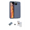 MARSİLYAN™- iPhone 11 Pro Max Kılıf Eksen Form Prime - Siyah Seramik Nano Ekran Koruyucu + Shine Kamera Lens Koruma Cam - GD