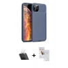 MARSİLYAN™- iPhone 11 Pro Max Kılıf Eksen Form Prime - Siyah Seramik Nano Ekran Koruyucu + Kamera Lens Koruma Cam - SF