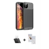 MARSİLYAN™- iPhone 11 Pro Max Kılıf Eksen Form Prime - Siyah Seramik Nano Ekran Koruyucu + Kamera Lens Koruma Cam - SF