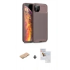 MARSİLYAN™- iPhone 11 Pro Max Kılıf Eksen Form Prime - Siyah Seramik Nano Ekran Koruyucu + Renkli Kamera Lens Koruma Cam - PE