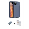 MARSİLYAN™- iPhone 11 Pro Max Kılıf Eksen Form Prime - Siyah Seramik Nano Ekran Koruyucu + Shine Kamera Lens Koruma Cam - SH