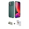 MARSİLYAN™- iPhone 11 Pro Max Kılıf Eksen Form Prime - Siyah Seramik Nano Ekran Koruyucu + Rainbow Kamera Lens Koruma Cam - YL