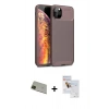 MARSİLYAN™- iPhone 11 Pro Max Kılıf Eksen Form Prime - Siyah Seramik Nano Ekran Koruyucu + Rainbow Kamera Lens Koruma Cam - YL