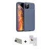 MARSİLYAN™- iPhone 11 Pro Max Kılıf Eksen Form Prime - Siyah Seramik Nano Ekran Koruyucu + Rainbow Kamera Lens Koruma Cam - YL