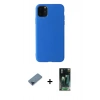 MARSİLYAN™- iPhone 11 Pro Max Kılıf Kozmos Yansıma Özel Seri - Şeffaf 360 Full Body Arka Koruyucu + Mavi Metal Kamera Lens Koruma Cam