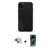 MARSİLYAN™- iPhone 11 Pro Max Kılıf Kozmos Yansıma Özel Seri - Şeffaf 360 Full Body Arka Koruyucu + Siyah Pers Alüminyum Kamera Lens