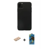 MARSİLYAN™- iPhone 11 Pro Max Kılıf Kozmos Yansıma Özel Seri - Siyah 18D Cam Ekran Koruyucu + Renkli Kamera Lens Koruma Cam - PE