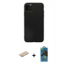 MARSİLYAN™- iPhone 11 Pro Max Kılıf Kozmos Yansıma Özel Seri - Siyah 18D Cam Ekran Koruyucu + Yeşil Renkli Kamera Lens Koruma Cam
