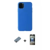 MARSİLYAN™- iPhone 11 Pro Max Kılıf Kozmos Yansıma Özel Seri - Siyah 34D Hayalet Izgaralı Cam + Mor Metal Kamera Lens Koruma Cam