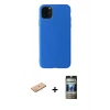 MARSİLYAN™- iPhone 11 Pro Max Kılıf Kozmos Yansıma Özel Seri - Siyah 34D Hayalet Izgaralı Cam + Pembe Renkli Kamera Lens Koruma Cam