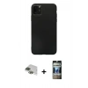 MARSİLYAN™- iPhone 11 Pro Max Kılıf Kozmos Yansıma Özel Seri - Siyah 34D Hayalet Izgaralı Cam + Pers Alüminyum Kamera Lens - YL