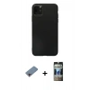 MARSİLYAN™- iPhone 11 Pro Max Kılıf Kozmos Yansıma Özel Seri - Siyah 34D Hayalet Izgaralı Cam + Shine Kamera Lens Koruma Cam - PE