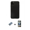 MARSİLYAN™- iPhone 11 Pro Max Kılıf Kozmos Yansıma Özel Seri - Siyah 34D Hayalet Izgaralı Cam + Shine Kamera Lens Koruma Cam - SABE