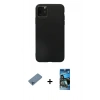 MARSİLYAN™- iPhone 11 Pro Max Kılıf Kozmos Yansıma Özel Seri - Siyah 34D Izgaralı Cam + Mavi Shine Kamera Lens Koruma Cam