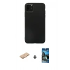 MARSİLYAN™- iPhone 11 Pro Max Kılıf Kozmos Yansıma Özel Seri - Siyah 34D Izgaralı Cam + Renkli Kamera Lens Koruma Cam - TU