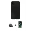 MARSİLYAN™- iPhone 11 Pro Max Kılıf Kozmos Yansıma Özel Seri - Siyah 360 Mat Full Body Arka Koruyucu + Kamera Lens Koruma Cam - SF